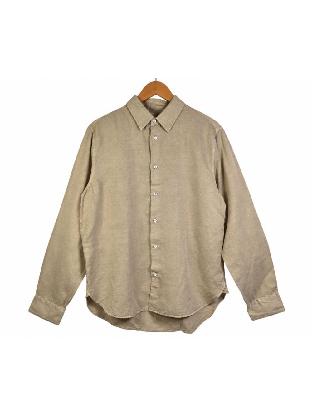 Rag & Bone Mens M Linen Cotton Button Down Shirt Beige Tan Long Sleeve